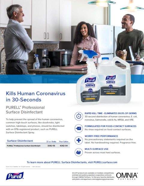 Surface Disinfectant Flyer gojo purell omnia partners coronavirus